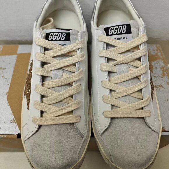 Golden Goose White and Silver Superstar Sneakers - Picture 5 of 10